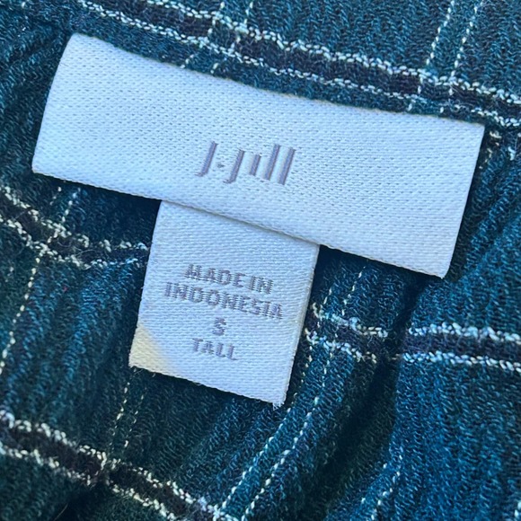 J Jill Green Plaid 3/4 Sleeve Button Front Shirt Top Tall Size S - Picture 3 of 8